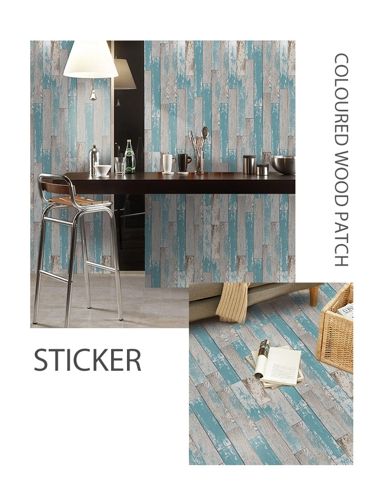 Simulation Wood Grain Floor Sticker DIY Self-Adhesive PVC Film Floor Sticker Wall Sticker