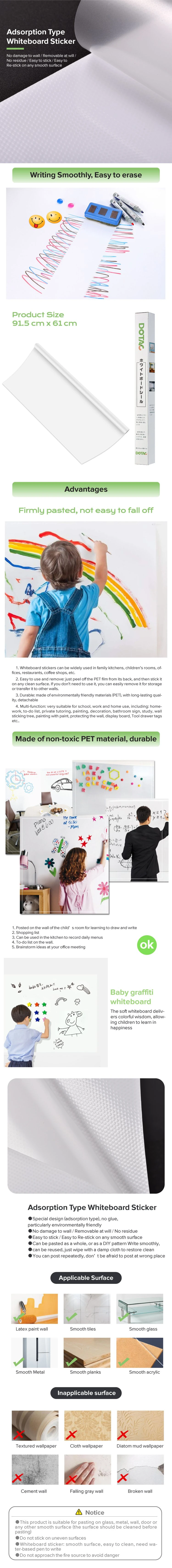 Rightint Waterproof Wall Whiteboards Sticker